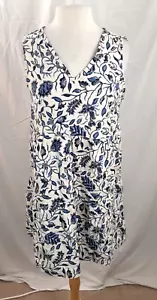 Rachel Zoe Women M Blue White Floral 100% Linen Sleeveless Tiered Dress Boho NWT - Picture 1 of 10