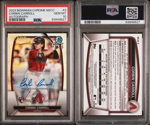 6/35 Corbin Carroll 2023 National Bowman Cromo Rifrattore Autografo PSA 10 - Foto 1 di 3
