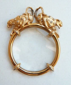 grand pendentif loupe tigre panthère magnifying - Foto 1 di 4