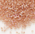 Seed Bead, Delica®, Glass, Translucent Peach-lined Rainbow Crystal Clear 11/0