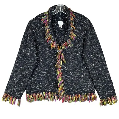 Cárdigan Boho Suéter Vintage Chico’s Para Mujer’s L 12 Manga Larga Multicolor Lana Foto 1 de 4