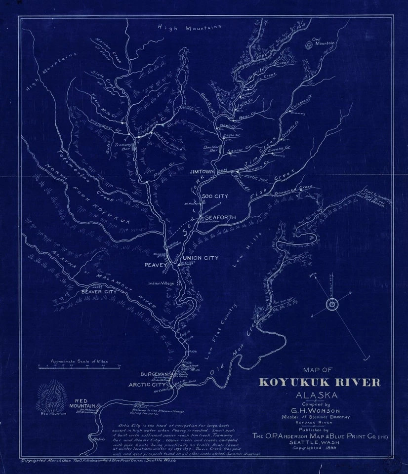 A4 Reprint of Lakes And Rivers Map Koyukuk River Alaska - Image 1 of 1