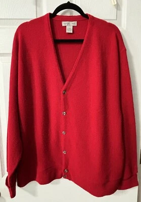 Cárdigan Suéter Años 90 Eslabones Ciprés Rojo Hecho en EE. UU. Botón Frontal XL Golf Mr Rogers Foto 1 de 4