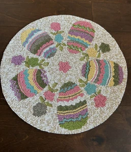 Nicole Miller Beaded Charger Placemat Easter Eggs New Pastel 15” Spring Decor - Picture 1 of 2