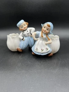 Vintage Dutch Girl and Boy Vases Planters Match Toothpick Holders - Picture 1 of 15