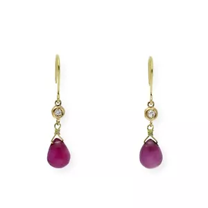 Pendientes Rubí y Diamantes Oro 18K Complementos de Mujer Joyería de Moda - Imagen 1 de 5