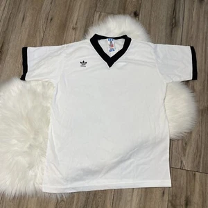 NWT Vintage 90s Adidas Trefoil Ringer Jersey White USA Large - Picture 1 of 10