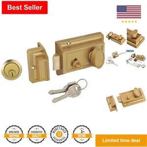 Gold Finish Night Latch Lock with Brass Latch Bolt - Durable & Easy Installation - Picture 1 of 8