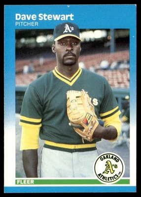 1987 Fleer Glossy Dave Stewart Oakland Athletics #406 - Image 1 of 2