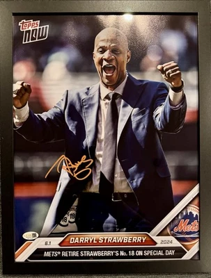 NY METS LEGEND DARRYL STRAWBERRY FRAMED 12x16 SIGNED TOPPS TRIBUTE JSA RARE!!! - Image 1 of 2