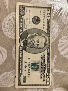 $50 Dollar Bill Series 2001 - Washington DC Ser L12 Circulated CL07406095A - Picture 1 of 2