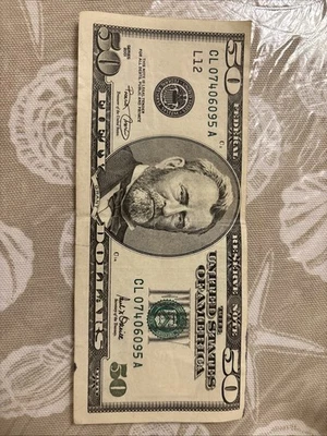 $50 Dollar Bill Series 2001 - Washington DC Ser L12 Circulated CL07406095A - Image 1 of 2