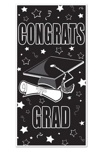 CONGRATULATIONS GRADUATION DOOR COVER 5FT – PARTY DOOR DECORATION BACKDROP - Picture 1 of 1