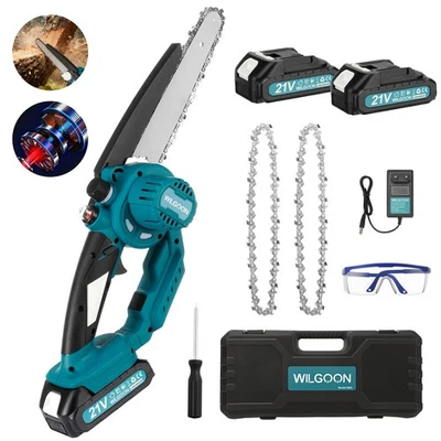 2-Akku Kettensäge Elektro 6+8 zoll Tragbar Handlich Mini Motorsäge 4000mah 21V - Bild 1 von 4