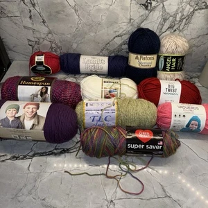 Large Lot 11 Skeins Yarn Lambs Wool Big Twist Angel Hair Patons Bernat NEW - Picture 1 of 6