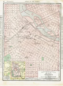 Dated 1902 Antique Color Maps of  Cities Minneapolis and St. Paul - Picture 1 of 8
