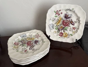 Vintage 7.75” Johnson Brothers Sheraton Square Salad Plates; England Set Of 10 - Picture 1 of 12