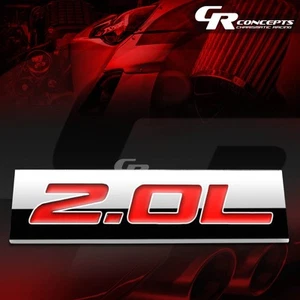 3M TAPE ON METAL EMBLEM DECAL LOGO TRIM BADGE POLISHED CHROME RED 2.0L 2.0 L - Foto 1 di 3