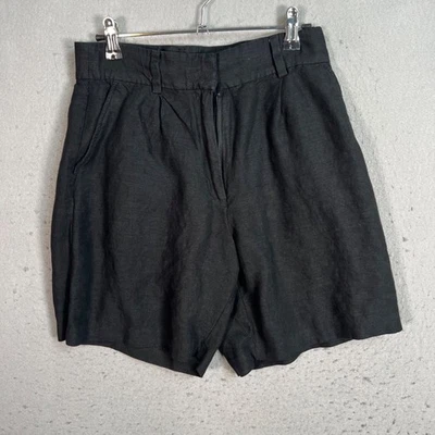 H&M Womens Size 6 Black Linen Blend High Waisted Tailored Shorts Foto 1 de 4