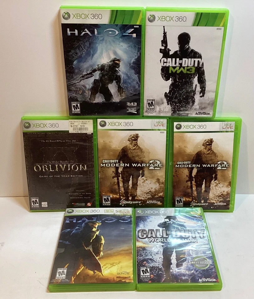 XBOX ONE/ XBOX 360 GAMES BUNDLE LOT Of 7 Halo, Call of Duty, Oblivion, untested - Image 1 of 4