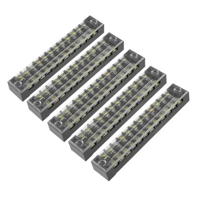 FIPUX 6 Pack 12 Positions Dual Rows 600V 15A Terminal Strip Blocks w Screws TB-1512L