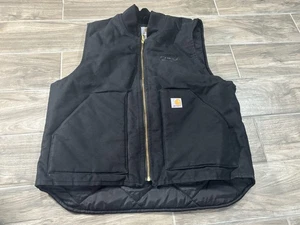 Chaleco forrado acolchado de lona de pato aislante negro vintage CARHARTT para hombre V01 grande - Imagen 1 de 7