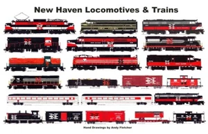 New Haven Locomotives & Trains 11"x17" Railroad Laminated Placemat Andy Fletcher - Picture 1 of 1