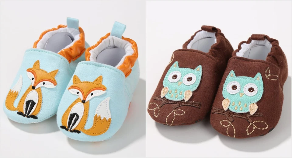 NUEVO Bebé Niño Niña Búho Zorro Primer Caminante Suela Suave Bebé Cuna Zapatos Zapatillas Foto 1 de 1