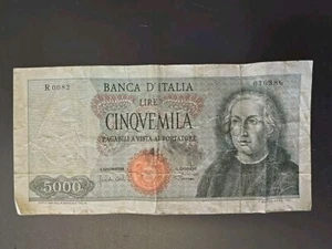 ITALIA Banconota 5000 Lire Colombus 1964 Italy Italian Banknote Italiano Lira - Picture 1 of 2