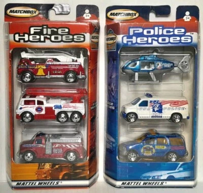 “MATCHBOX” FIRE HEROES and POLICE HEROES THREE-PACKS MINT BOXED - Image 1 of 4