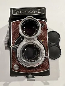 CUSTOM YASHICA-D 120 Film Mechanical Lizard Brown Faux Leather TLR Camera Body - Picture 1 of 7