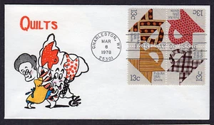 1978 American Quilts Blk/4 (1748a) - Ellis Animated H/P FDC NW273 - Picture 1 of 1