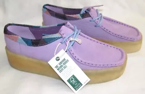 Nuove scarpe casual Clarks Wallabee Cup viola chiaro a quadri Oxford stringate taglia 8 - Foto 1 di 9