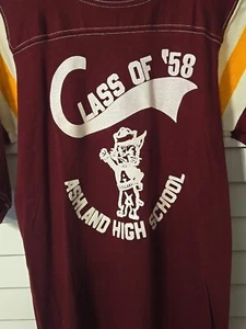 Ashland High School Class of 1958 Tomcats Original Vintage T-shirt Kentucky Sz S - Picture 1 of 9