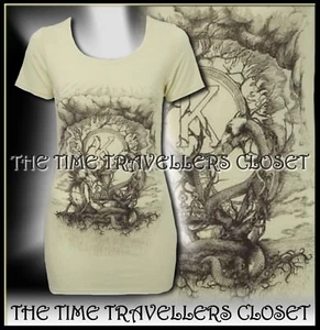 Kate Moss Topshop Pale Yellow Lemon Grey Cap Skinny T-Shirt Griffon Tattoo UK 8 - Picture 1 of 3