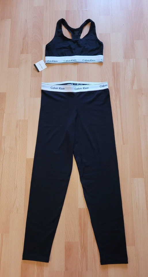 Calvin Klein Damen Set Bralette + Leggings L schwarz Neu - Bild 1 von 4