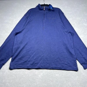 Club Room Sweater Mens 3XL Navy Blue Woven Half Zip Mock Neck Long Sleeve NWT - Picture 1 of 10