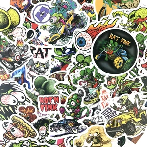 50pc Fearless Rat Fink Monster Hot Rod Freak Skateboard Decal Punk Sticker Pack - Picture 1 of 10