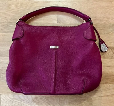 Cole Haan Pebbled LEATHER Large Hobo Tote Bag Purse in pretty raspberry color - Image 1 of 4