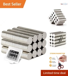 Versatile 100 PCS Brushed Nickel Round Disc Magnets - Ideal for Crafts & Office - Picture 1 of 8