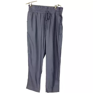 A New Day Women's Sz Small Blue High Rise Linen Elastic Waist Cropped Pants - Picture 1 of 11