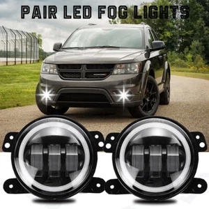 Pair 4 inch Round LED Fog Lights Bumper Driving Lamp For Dodge Journey 2008-2018 - Picture 1 of 12