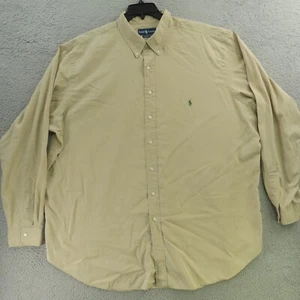 Ralph Lauren Shirt Mens 3XL 3XLT Tall Brown Solid Button Up Green Pony - Picture 1 of 8