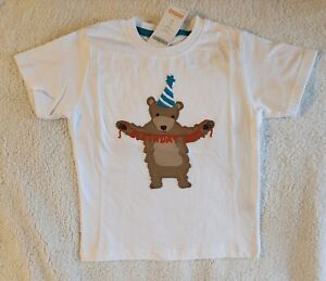 NWT Vintage GYMBOREE White BIRTHDAY BOY Appliqued Bear S/S Shirt 4T
