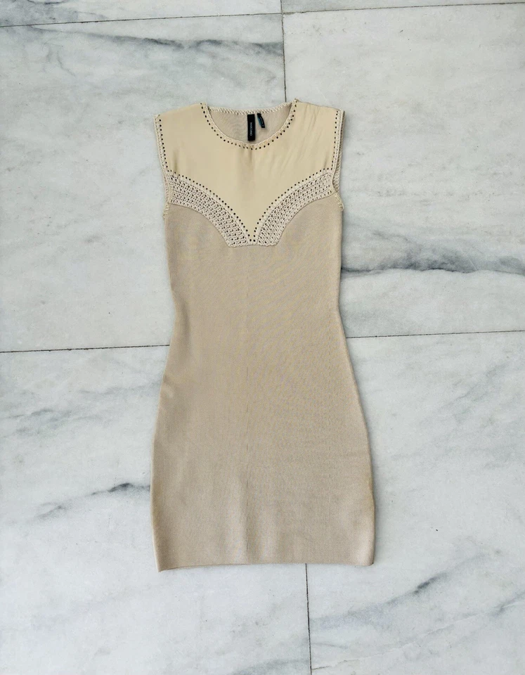 Vestido ajustado elástico tejido cuero beige Marciano talla XS Foto 1 de 4