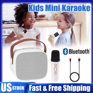 Kids Mini Karaoke Machine Portable Bluetooth Speaker Gifts W/Wireless Microphone - Picture 1 of 13
