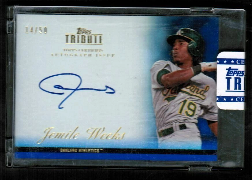 2012 Topps Tribute Autograph Blue #JWK Jemile Weeks A's Auto #/50 (ref 15873) - Image 1 of 1