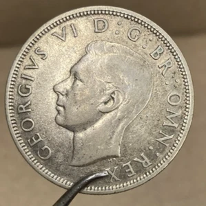 WWII English Half Crown 1942 King George VI Monarch Silver - Picture 1 of 4