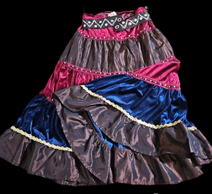 Vintage 1990s Banana USA Gypsy Skirt Multilayer Patchwork Shaman Halloween Goth - Picture 1 of 12