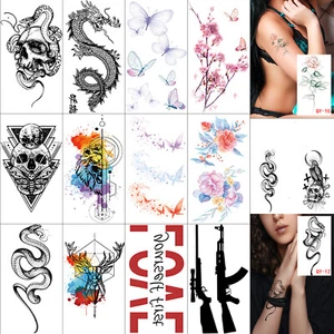 10 Blatt Blumen Drachen Wasserdicht Körper Temporäre Tattoos Aufkleber Abnehmbar - Bild 1 von 11